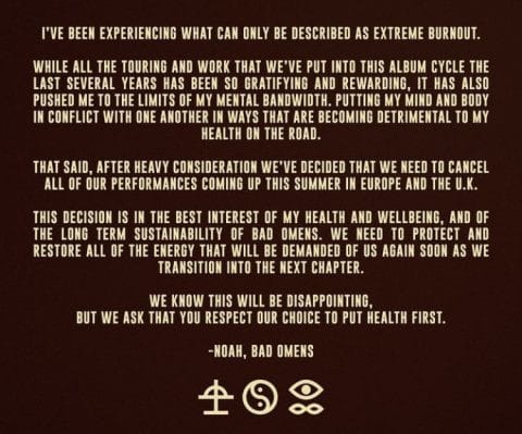 Bad Omens Absage